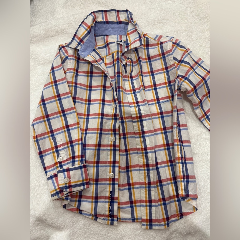 Janie and Jack Multicolor Plaid Shirt primary colors